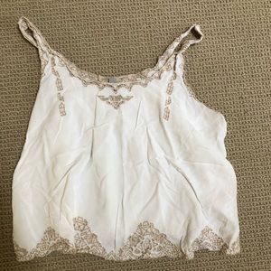 White Tank Top with Tan details